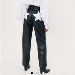 Nasty gal black leather pants with white stars